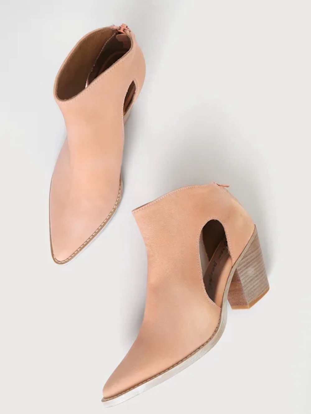 Lulu's x Free People Wilder Coral Sands Leather Cutout Pointed-Toe Booties 40
